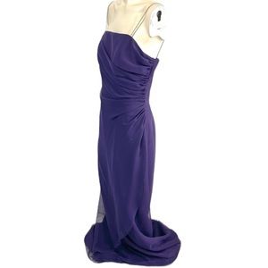 Purple Maxi Dress Gown Formal Bridesmaid Wedding Red Carpet Prom NWT Rhinestone